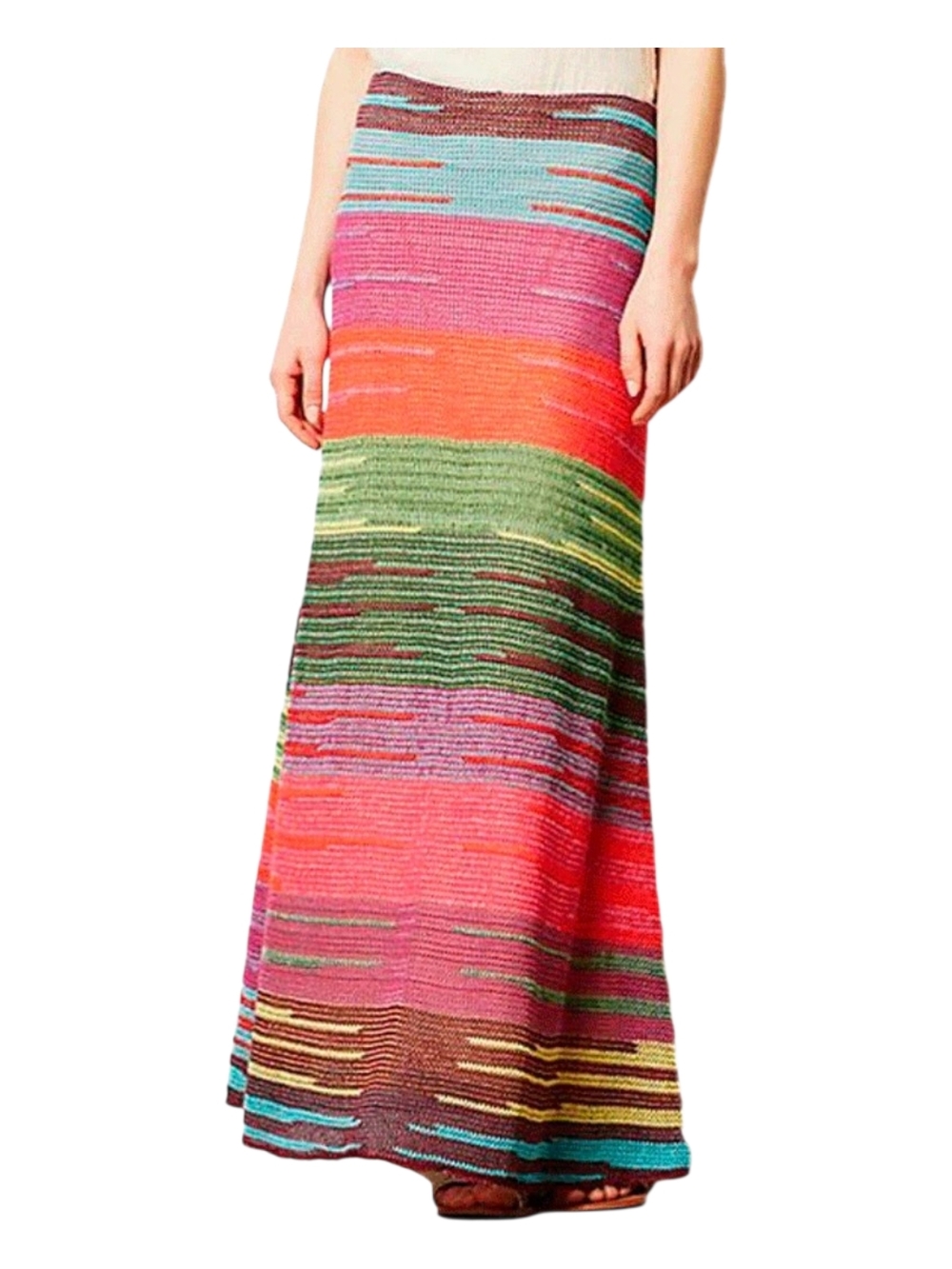 Striped Multicolor Knit Maxi Skirt